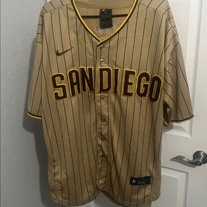 Nike Tan Jersey with Black Stripes and Yellow Trim